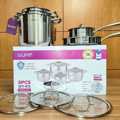  Bộ nồi chảo inox đáy 5 Lớp Gume GMPPS-2201 KOREA 