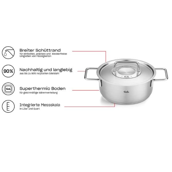 Bộ nồi Fissler Pure Collection 5 món nắp inox (4 nồi, 1 quánh)