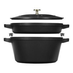  Bộ nồi gang kèm chảo Staub 24cm 2in1 - Màu trắng (nồi 4L, chảo 1.9L) 