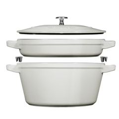  Bộ nồi gang kèm chảo Staub 24cm 2in1 - Màu trắng (nồi 4L, chảo 1.9L) 