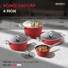  Bộ nồi Gkoch 4 món - Màu đỏ / Trắng 