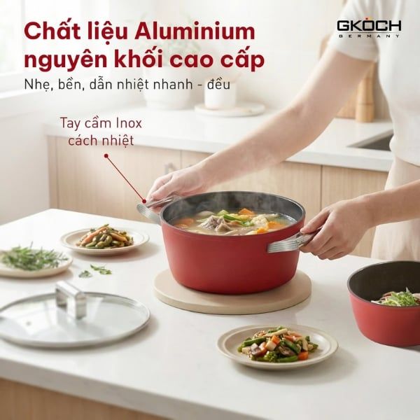 Bộ nồi Gkoch 4 món - Màu đỏ / Trắng