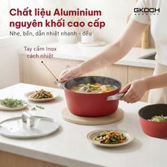  Bộ nồi Gkoch 4 món - Màu đỏ / Trắng 
