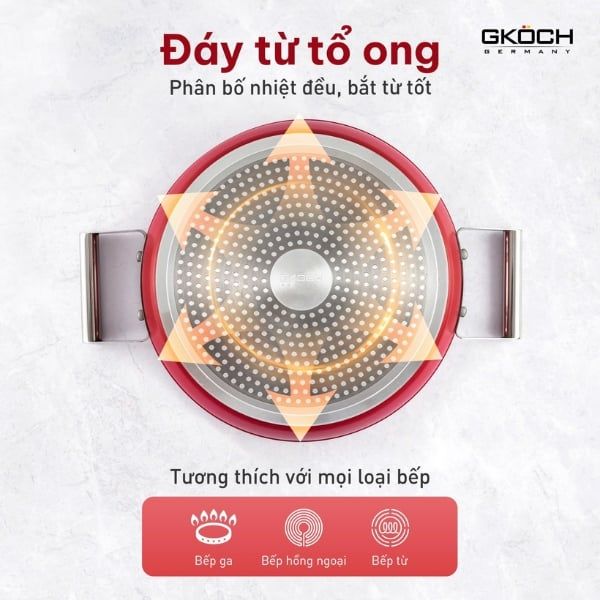 Bộ nồi Gkoch 4 món - Màu đỏ / Trắng
