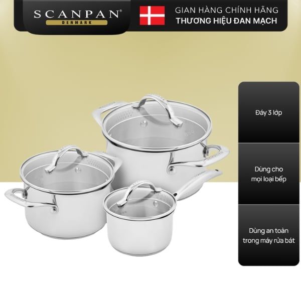 Bộ nồi inox Scanpan Impact 3 món –  Đan Mạch 75060020