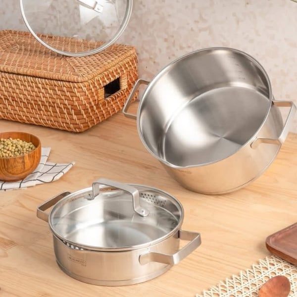 Bộ nồi Michelangelo Essential 5 món 105969 - 3 nồi, 1 quánh, 1 chảo in