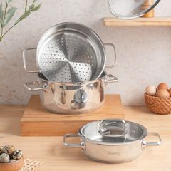  Bộ nồi Michelangelo Euroshine 6 món nắp kính 