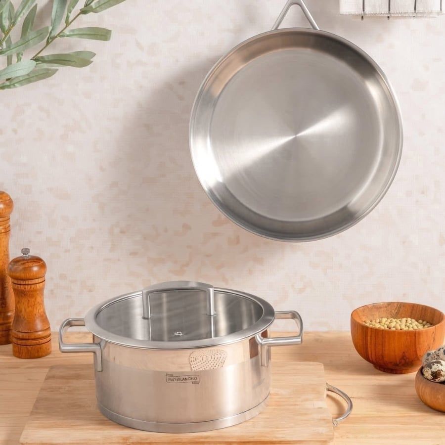 Bộ nồi Michelangelo Signature 5 món - 3 nồi, 1 quánh, 1 chảo inox