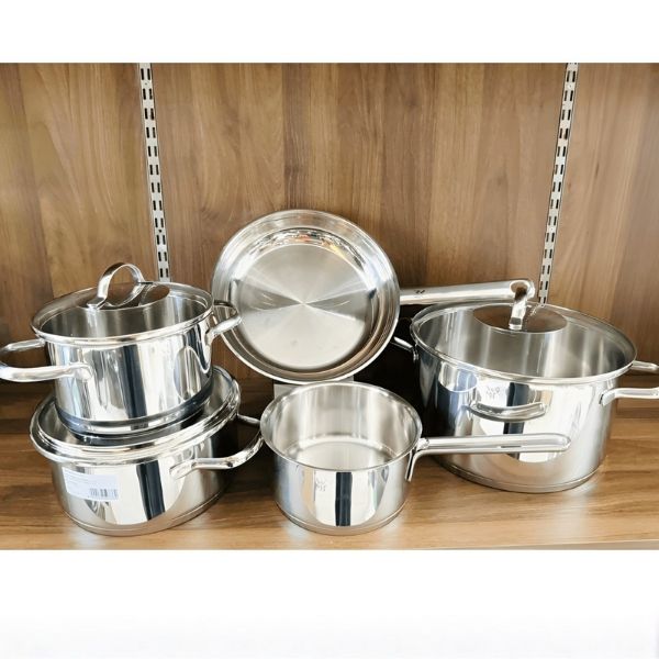 Bộ nồi WMF Provence Plus 5 món (3 nồi 1 quánh, 1 chảo thép) nắp kính