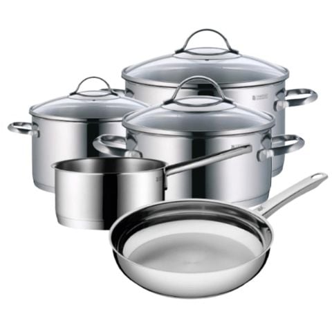 Bộ nồi WMF Provence Plus 5 món (3 nồi 1 quánh, 1 chảo thép) nắp kính