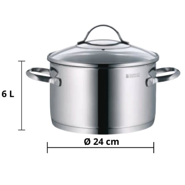 Bộ nồi WMF Provence Plus 5 món (3 nồi 1 quánh, 1 chảo thép) nắp kính