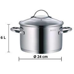  Bộ nồi WMF Provence Plus 5 món (3 nồi 1 quánh, 1 chảo thép) nắp kính 