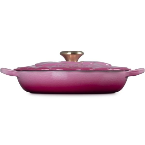 Chảo gang Le Creuset Petal Braiser có nắp 26cm 2.2L - Màu Hồng Berry
