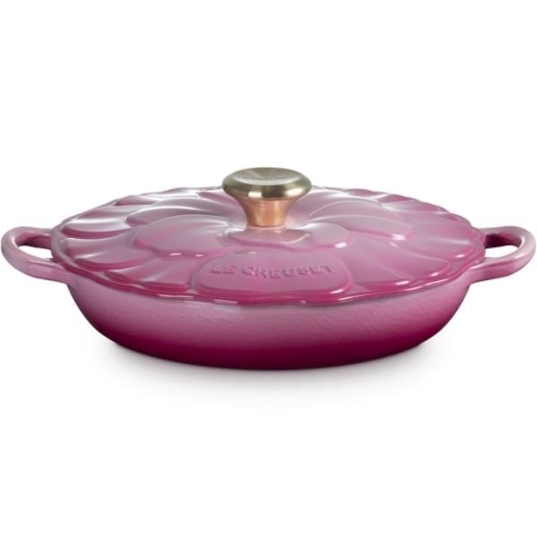 Chảo gang Le Creuset Petal Braiser có nắp 26cm 2.2L - Màu Hồng Berry