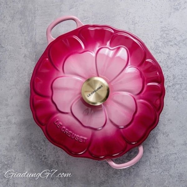 Chảo gang Le Creuset Petal Braiser có nắp 26cm 2.2L - Màu Hồng Berry