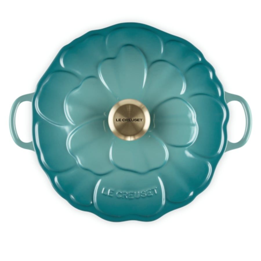 Chảo gang Le Creuset Petal Braiser có nắp 26cm 2.2L - Xanh Riviera