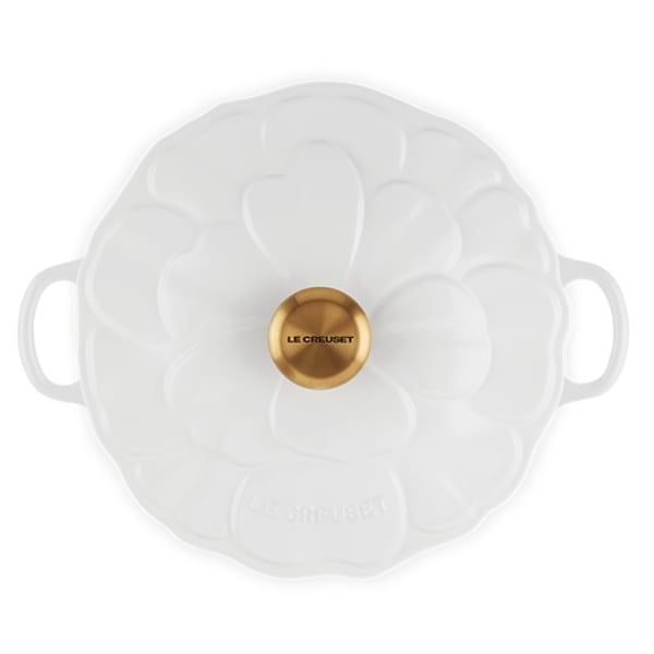 Chảo gang Le Creuset Petal Braiser có nắp 26cm màu trắng