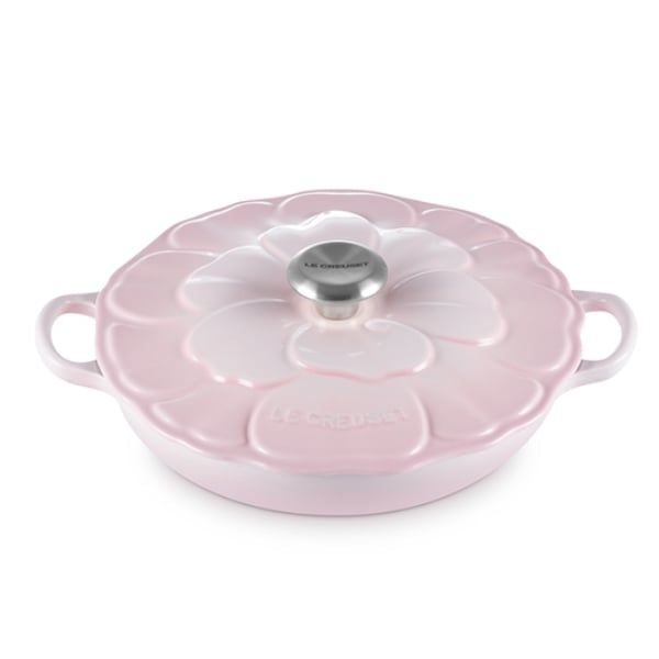 Chảo gang Le Creuset Petal Braiser có nắp 26cm màu hồng