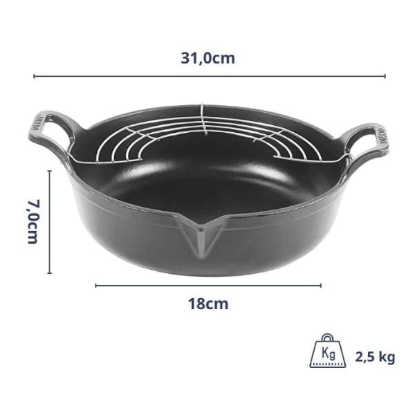 Chảo gang Oceno Tempura mỏ chim kèm giá gác - Size 20/24cm