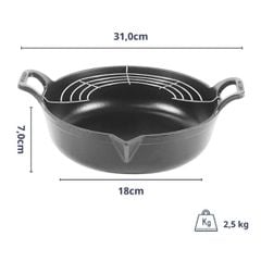  Chảo gang Oceno Tempura mỏ chim kèm giá gác - Size 20/24cm 
