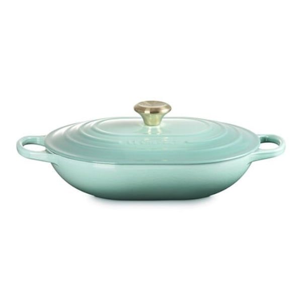 Chảo gang oval Le Creuset Oblong 31cm 3.4L - Màu Xanh Sea Salt
