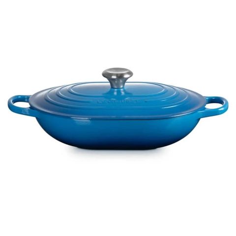 Chảo gang oval Le Creuset Oblong 31cm 3.4L - Màu Xanh dương