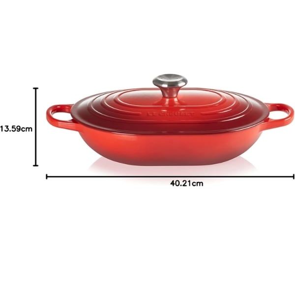 Chảo gang oval Le Creuset Oblong 31cm 3.4L - Màu Đỏ