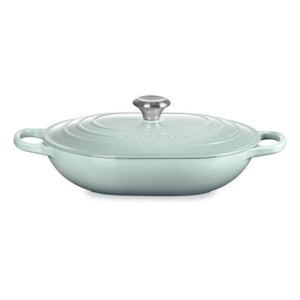 Chảo gang oval Le Creuset Oblong 31cm 3.4L - Màu Xanh Sea Salt