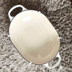  Chảo gang oval Le Creuset Oblong 31cm 3.4L - Hoa mai trắng 