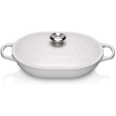  Chảo gang oval Le Creuset Oblong 31cm 3.4L - Hoa mai trắng 