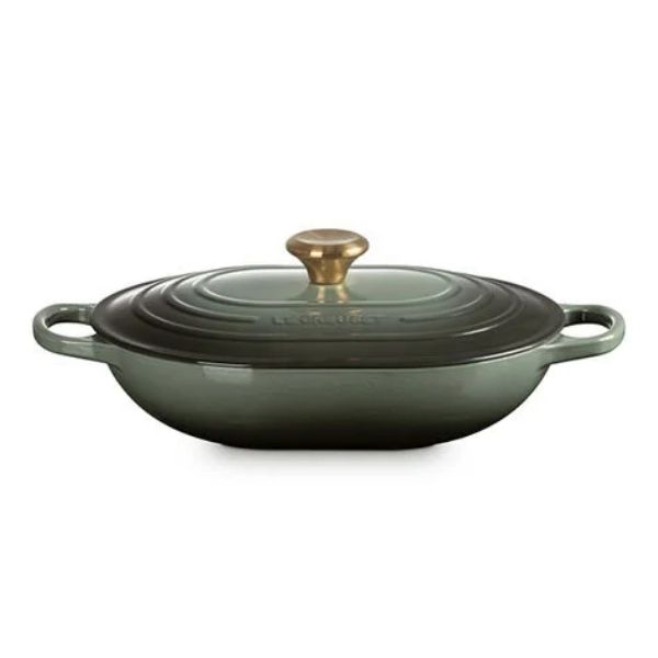 Chảo gang oval Le Creuset Oblong 31cm 3.4L - Màu Xanh Xám