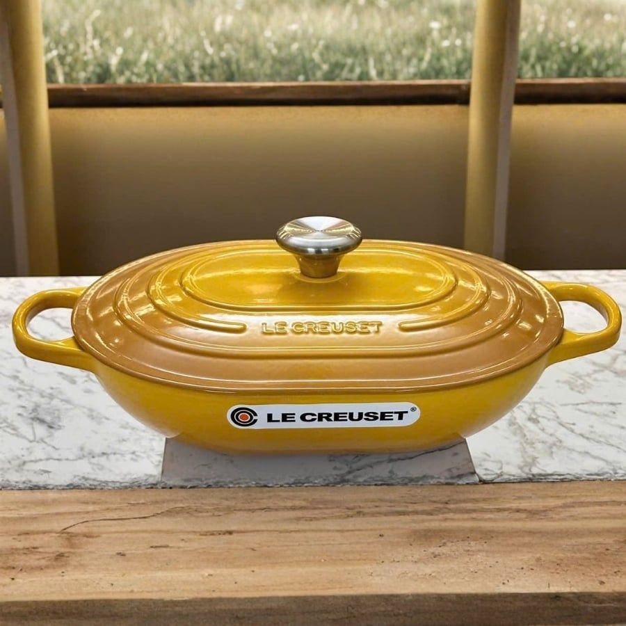 Chảo gang oval Le Creuset Oblong 31cm 3.4L - Màu Vàng Mù Tạt