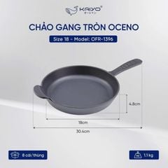  Chảo gang tròn Oceno cán dài size 18cm / 22cm 