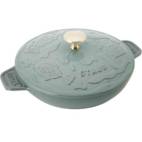 Chảo gang tròn Staub Ocean 20cm 0.75L 1028991 - Màu xanh