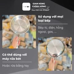  Chảo inox cán dài Oyatton 16cm/ 20cm inox 304 đúc nguyên khối 