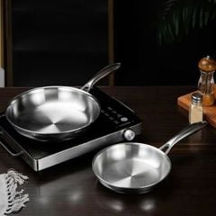 Chảo inox cán dài Oyatton 16cm/ 20cm inox 304 đúc nguyên khối 