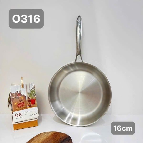 Chảo inox cán dài Oyatton 16cm/ 20cm inox 304 đúc nguyên khối