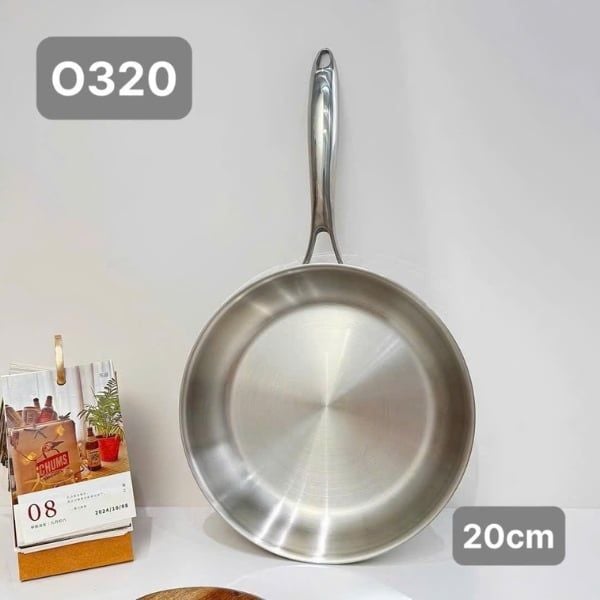 Chảo inox cán dài Oyatton 16cm/ 20cm inox 304 đúc nguyên khối