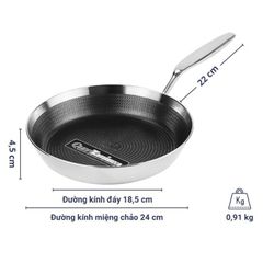  Chảo inox chống dính hoa văn nổi Tri-Ply Kaiyo 20cm/24cm/26cm 