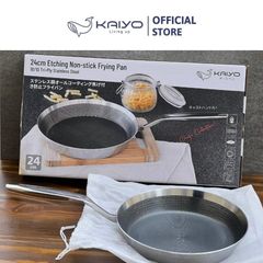  Chảo inox chống dính hoa văn nổi Tri-Ply Kaiyo 20cm/24cm/26cm 