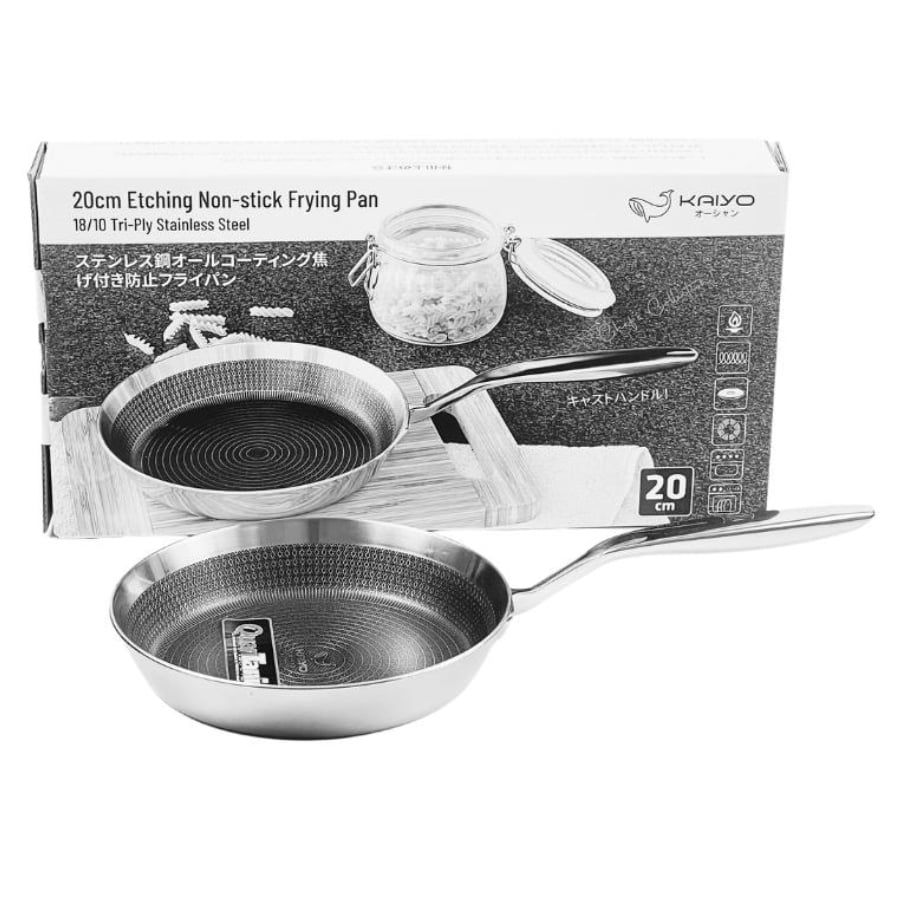 Chảo inox chống dính Tri-Ply Kaiyo 20cm, 24cm, 26cm Dùng mọi loại bếp