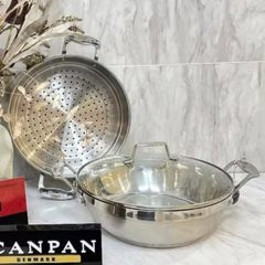  Chảo inox Scanpan Impact 28cm sâu lòng kèm xửng hấp 