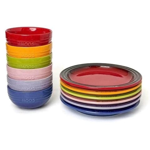 Combo 6 bát đĩa Moos cầu vồng