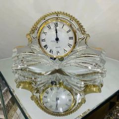 Đồng hồ pha lê để bàn Bohemia 27cm mạ vàng