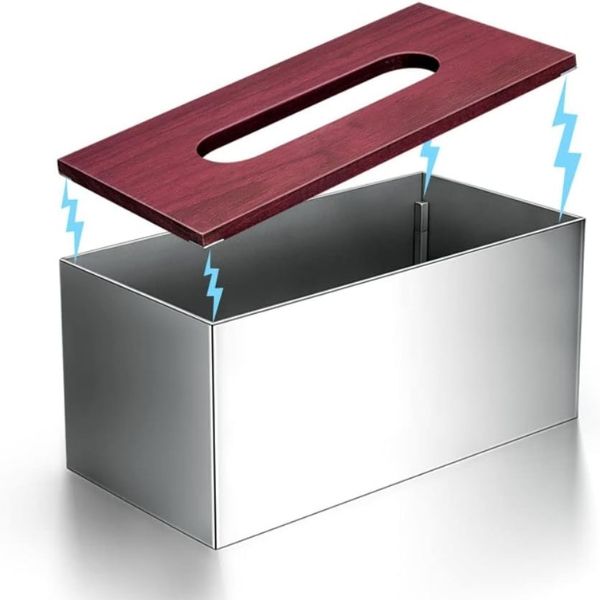 Hộp giấy ăn Modern inox gỗ 22x11cm