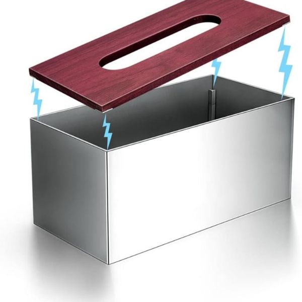 Hộp giấy ăn Modern inox gỗ 22x11cm