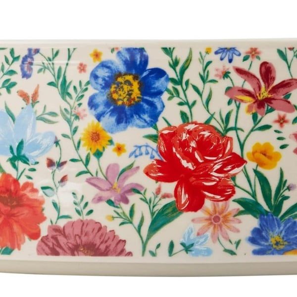 Khay sứ đế gỗ tròn xoay The Pioneer Woman Brilliant Blooms 32.5cm