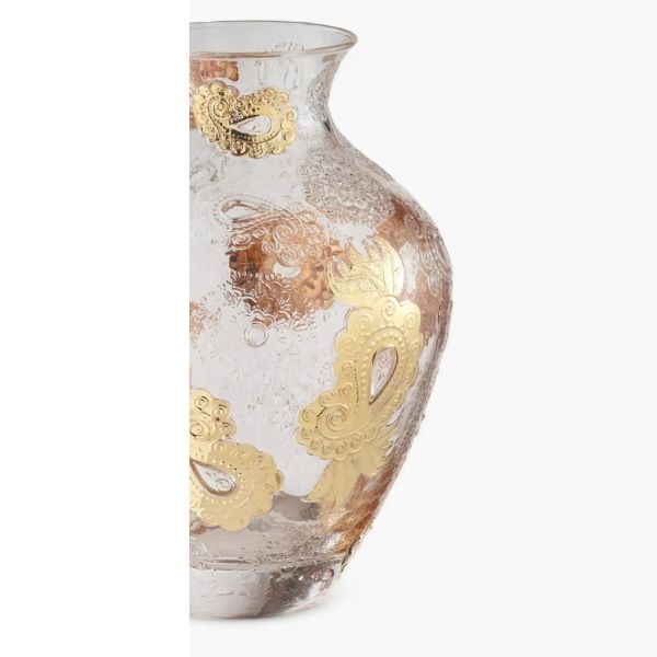 Lọ hoa IVV Pashmina Clear Gold 30.5cm pha lê cao cấp