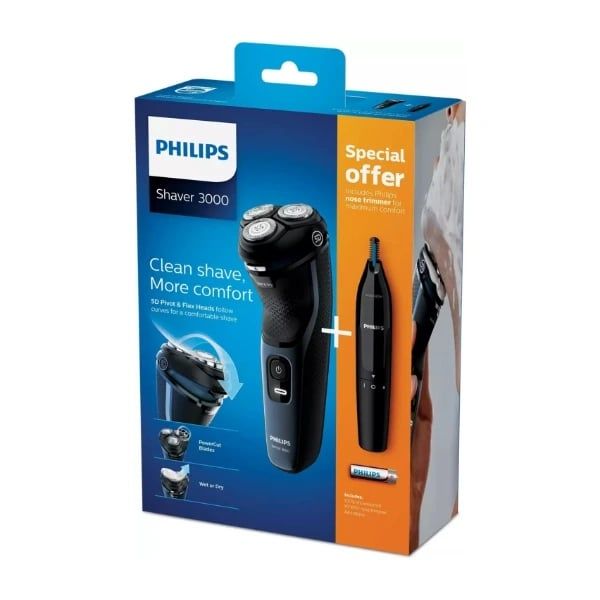 Máy cạo râu Philips S3134/57 kèm tỉa lông mũi Series 3000