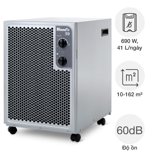 Máy hút ẩm Wood's SW59FX hiệu suất 41 lít/ngày cho phòng tới 230m4